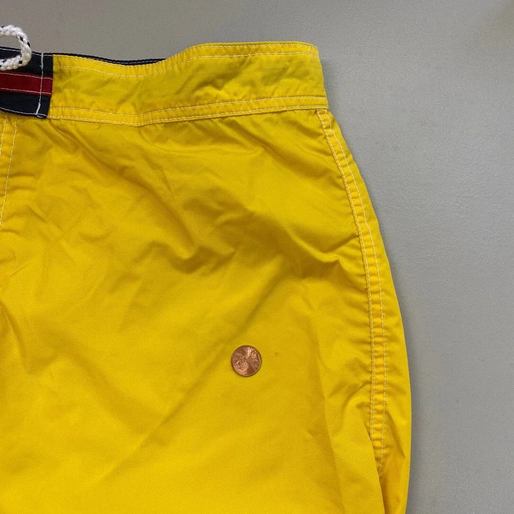 Vintage Tommy Hilfiger Board Shorts Men XL Spell Out Logo Color Block Yellow Y2K
